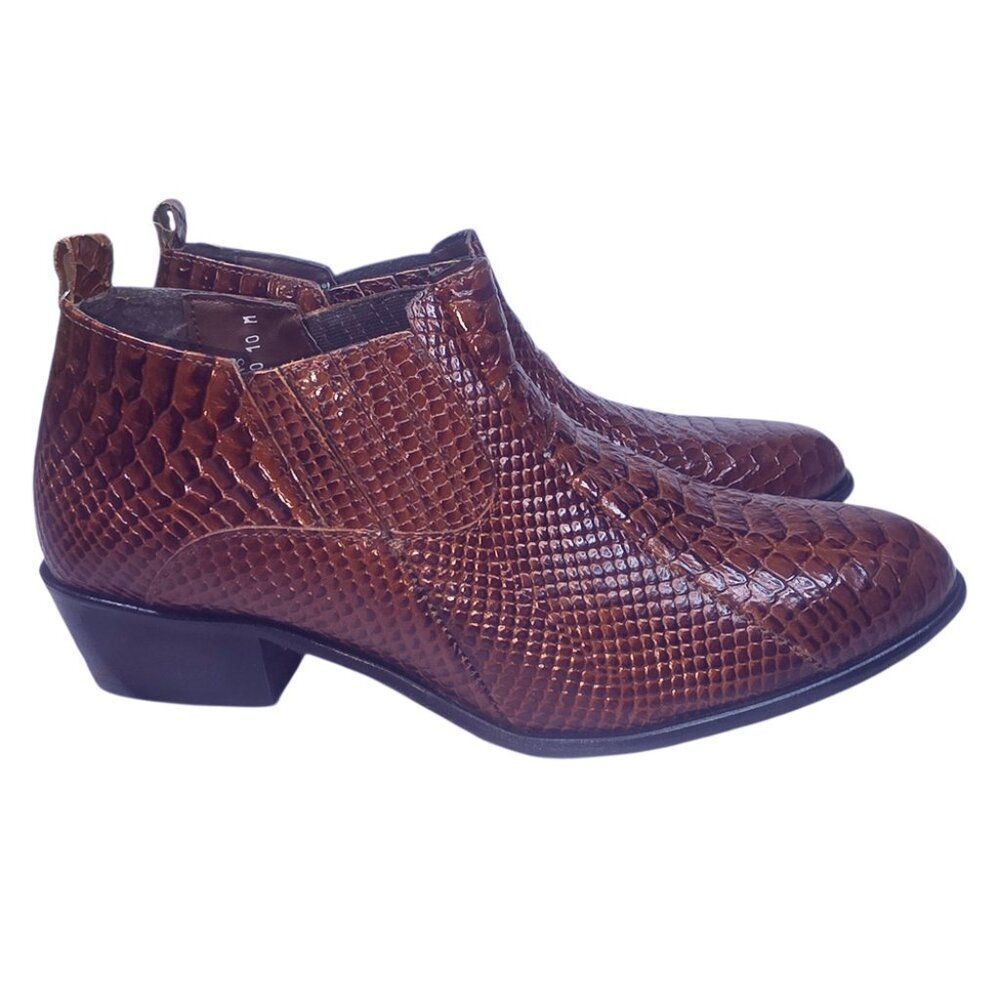 Stacy Adams Brown Croc Embossed Chelsea Ankle Boots Men’s 10M - Picture 4 of 10